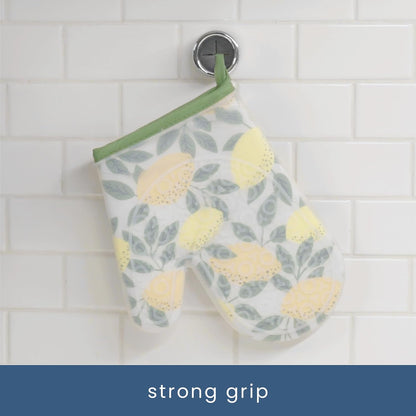 S&T INC. Round Adhesive Towel Hooks - Perfect for Kitchen, Hand & Dish Towels | Grey, 4 Pack