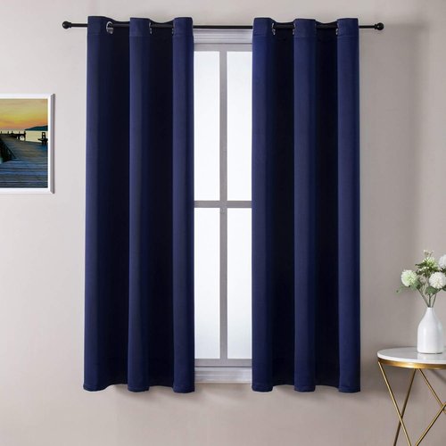 ChrisDowa Blackout Curtains - Thermal Insulated Room Darkening Panels Set (Navy Blue, 42W x 63L)