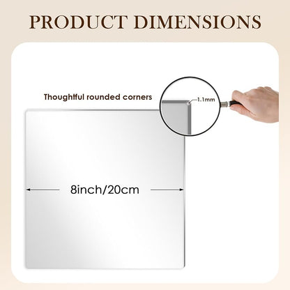 8PCS 8" Square Self-Adhesive Acrylic Mirror Tiles - Shatterproof Wall Panels for DIY Decor (Variation: 8inch)