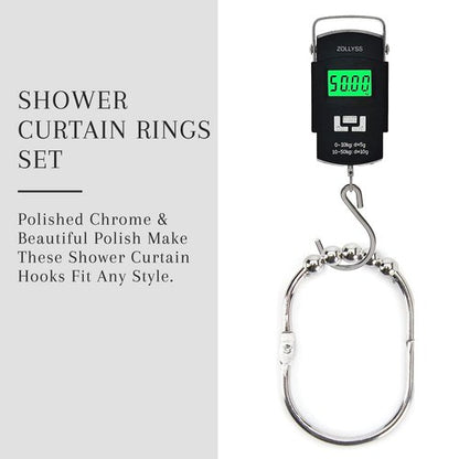 2 Lb. Depot Shower Curtain Ring - Set of 12 Easy Glide Rollers with Polished Chrome Finish - Stainless Steel Shower Hooks for Straight and Curved Rods - Decorative and Durable for Any Bathroom