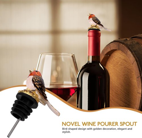 Bird Wine Pourer Aerator Stopper: Alloy Bottle Spout Pourer Decorative Gold Bartending Supplies Bar Accessory for Wine and Liquor Bottles