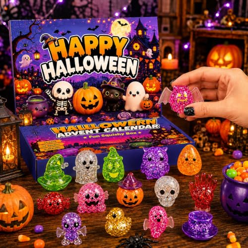 Halloween Advent Calendar 2026 Glitter Halloween Fidget Toy Set - 24 Spooky Designs