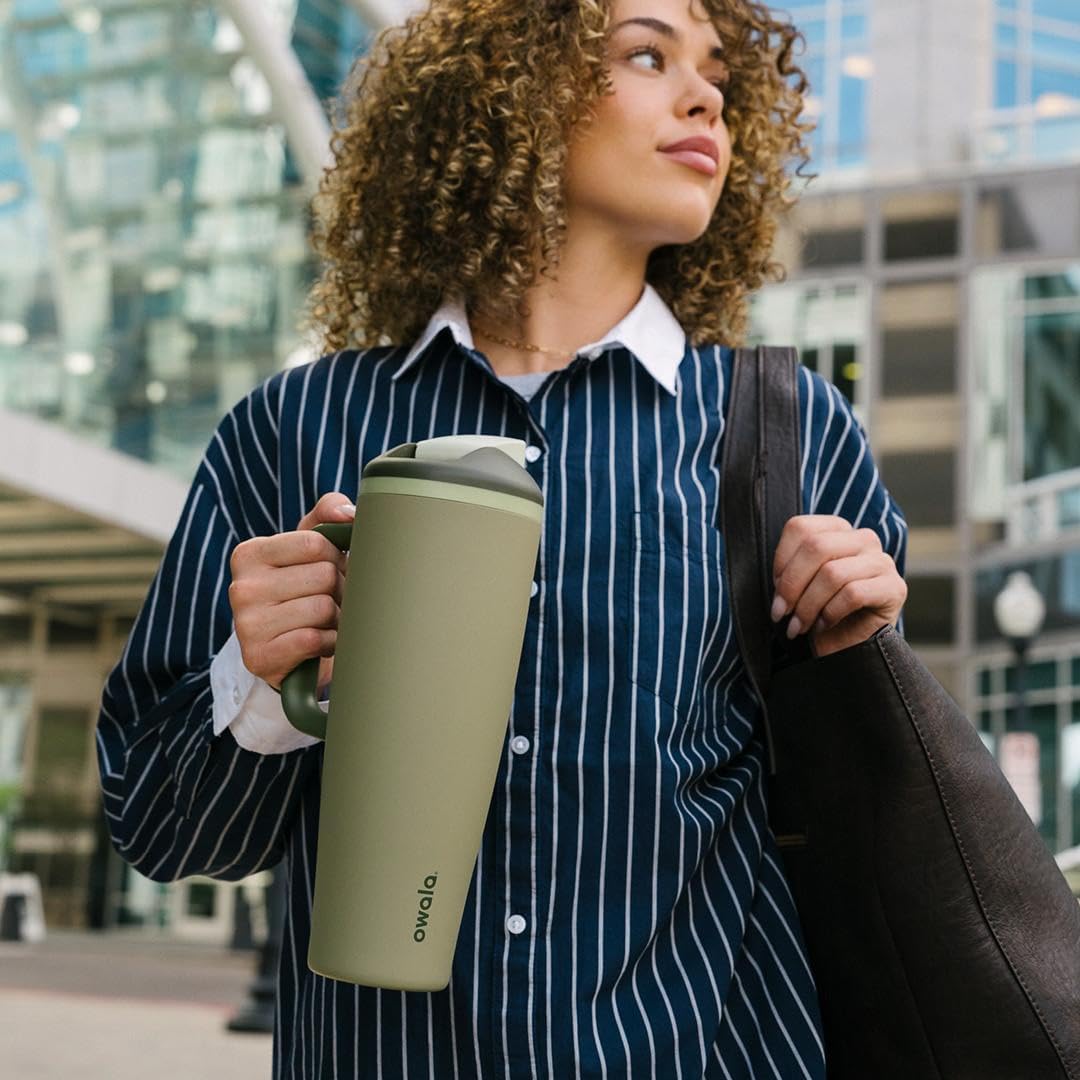 Owala FreeSip Tumbler - Insulated Stainless Steel Water Bottle with Built-In Straw & Side Handle | 40oz, BPA Free, Leak Proof