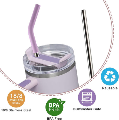 Stanley Replacement Straws - Reusable Metal Straws for 40oz Tumblers | 4-Pack 12" Extra Long with Silicone Tips