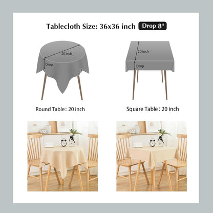 Skiennix Small Square Tablecloth - 36x36 Inch Beige Washable Polyester for Indoor/Outdoor Use