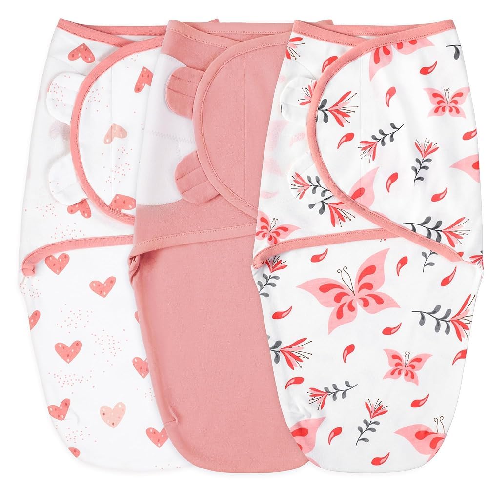 Yoofoss Baby Swaddles - 100% Cotton Adjustable Swaddle Sack | Soft & Breathable for Newborns (0-3 Months, 3 Pack)