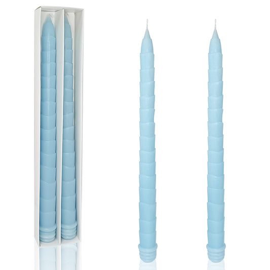 Blue Taper Candles 12inches Candle Sticks Twisted Spiral Tapered Candle Set of 2 Smokeless Long Candlestick for Home Decor Wedding Anniversary Holidays