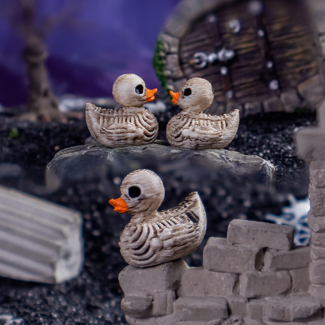 Skiennix Mini Duck Skeleton Figurines - 50Pcs Halloween Decor for Spooky Scenes | Tiny Resin Ducks