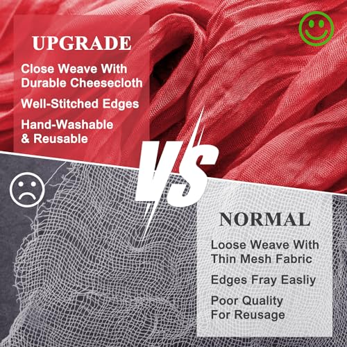 Red Cheesecloth Table Runner Set - 6 Pack, 10ft Boho Gauze for Wedding & Party Decor