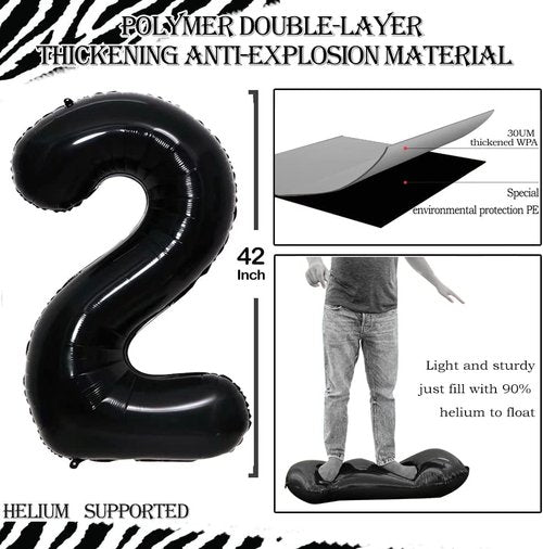 GOER Jumbo 42-Inch Number 25 Balloons - Black Foil Helium Decorations for 25th Birthday Party