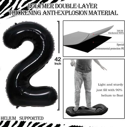 GOER Jumbo 42-Inch Number 25 Balloons - Black Foil Helium Decorations for 25th Birthday Party