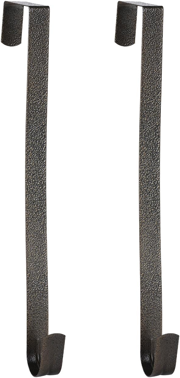 Sattiyrch 12" Wreath Hanger - Durable Steel Over The Door Hook in Textured Bronze (2-Pack)