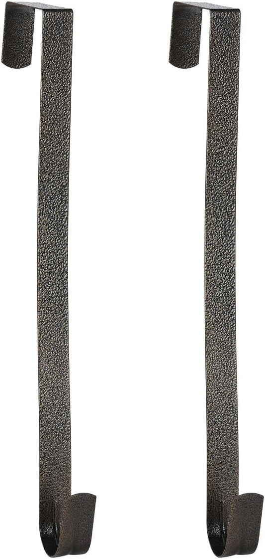 Sattiyrch 12" Wreath Hanger - Durable Steel Over The Door Hook in Textured Bronze (2-Pack)