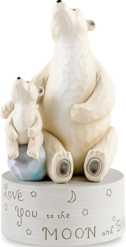 AIDLNS Polar Bear Music Box - Hand-Painted Figurine with "I Love You to the Moon" | Perfect Gift for Family