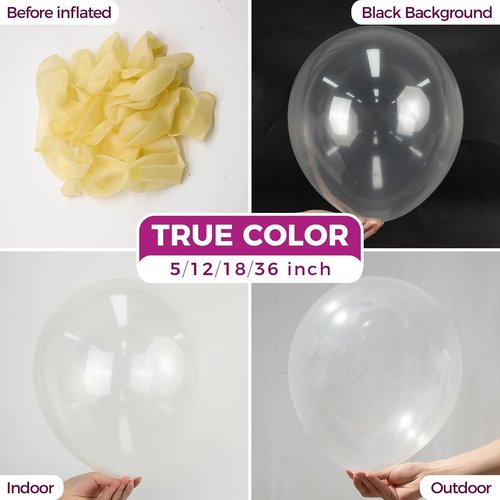 Bezente Clear Balloons - 100 Pack 12-Inch Round Transparent Latex Balloons for Weddings & Parties