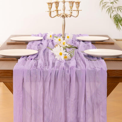Socomi Lilac Purple Cheesecloth Table Runner - 120 Inch Sheer Gauze for Weddings & Events