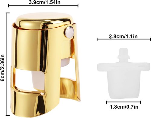 3pcs Champagne Stoppers, Stainless Steel & Silicone Bottle Cork Leak-Proof Keep Bubbles Fresh Champagne Sealers & Wine Savers Reusable Wine Stopper for Cava Prosecco and Sparkling (Gold)