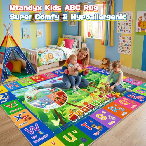 Kids Playroom Rug, Soft Non-Slip ABC Educational Carpet 3' x 5' - Colorful
