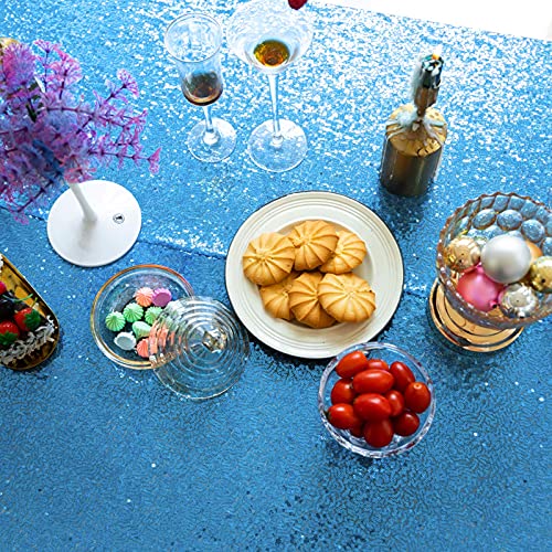 Baby Blue Sequin Tablecloth 50x80 Inch Rectangle Glitter Party Cover