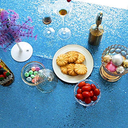 Baby Blue Sequin Tablecloth 50x80 Inch Rectangle Glitter Party Cover