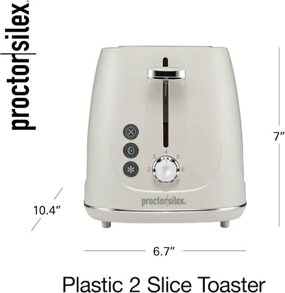 Proctor Silex 2-Slice Toaster - Bagel & Defrost Functions, 7 Browning Levels, Auto Shutoff, Oat White