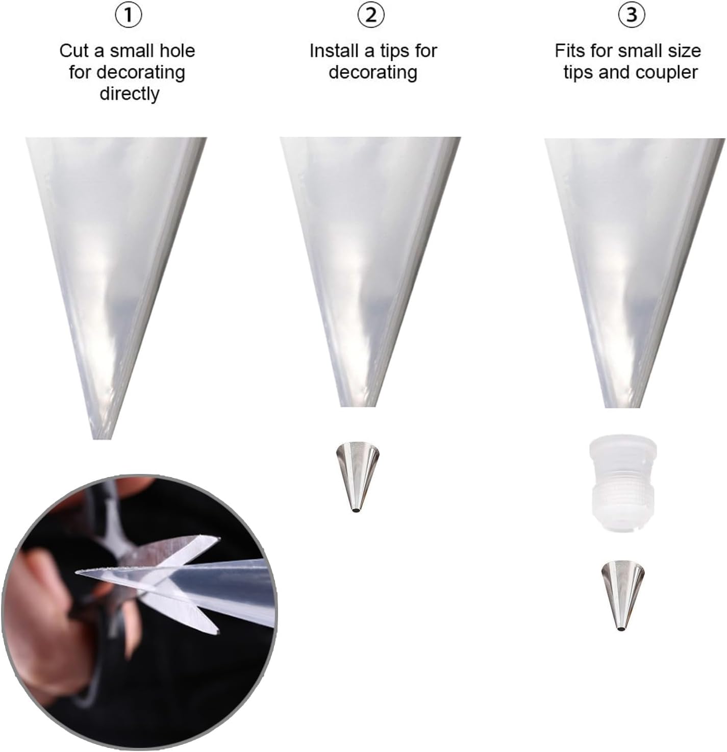 Skiennix Piping Bags and Tips Set - 100PCS Disposable 12 Inch Pastry Bags for Cake Decorating & Frosting