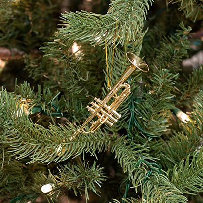 Gold Brass Trumpet Ornament for Christmas Tree & Music Decor