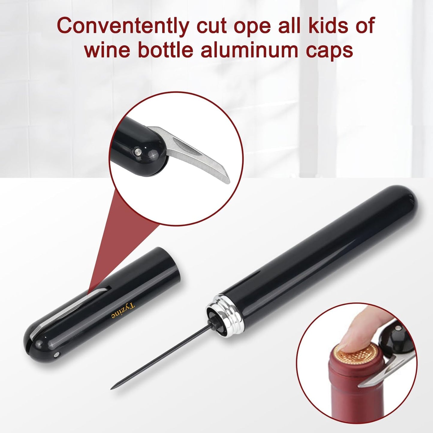 Wine Air Pressure Pump Bottle Opener With Cutting Wine Bottle Foil Knife, Efficient Corkscrew Bottle Opener,Easy Screw Out Tool,Great For Wine Lovers,Perfect Wine Gift. (black), small