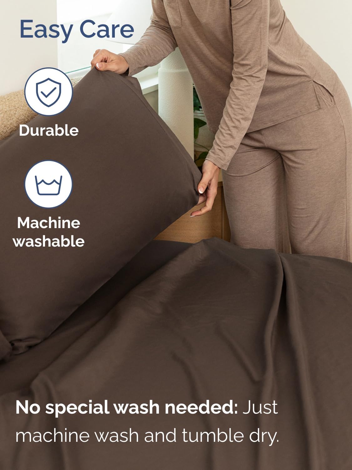 Skiennix Extra Deep Full Sheet Set - 6 Piece Cooling Bedding - Soft, Wrinkle-Free, Easy Fit - Brown
