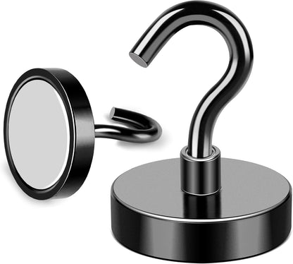 MIKEDE Heavy-Duty Black Magnetic Hooks - 85Lbs Strength for Cruise Cabins & Kitchen | Pack of 10