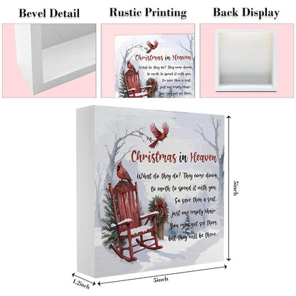 Christmas in Heaven Sign - Sympathy Gift Table Decor 5 x 5 Inches (Variation: Emety)