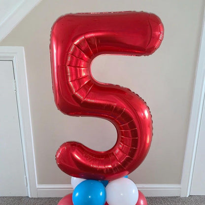 Red 5 Balloons by [Brand Name] - 40 Inch Foil Mylar Helium Number Balloon for Birthday & Anniversary Decor
