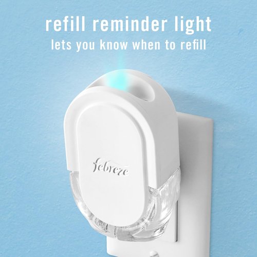 Febreze Plug-In Air Freshener Starter Kit - Odor-Fighting Gain Original Scent | Long-Lasting Warmer + 4 Refills