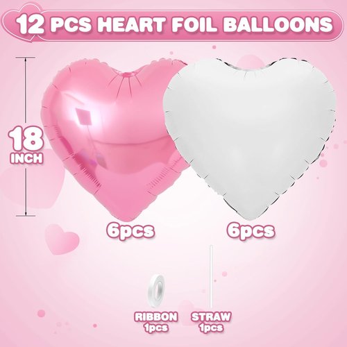 Light Pink Heart Balloons by [Brand Name] - 12 Pcs 18-Inch Foil Balloons for Baby Showers & Weddings