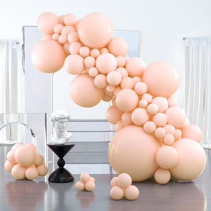 PartyWoo Pastel Orange Balloons - 100 Pcs in Various Sizes for Wedding & Baby Shower Decor | Latex Arch Kit