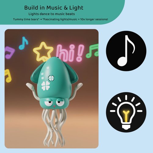 Treayes Electric Crawling Dancing Octopus Toy for Walking Baby Boy Girl 0-6 6-12 12-18 Months, Infant Tummy Time Musical Magic Dancing Squid Toy for 3 4 5 6 7 8 9 10 11 12 Toddler 1st Birthday Gift