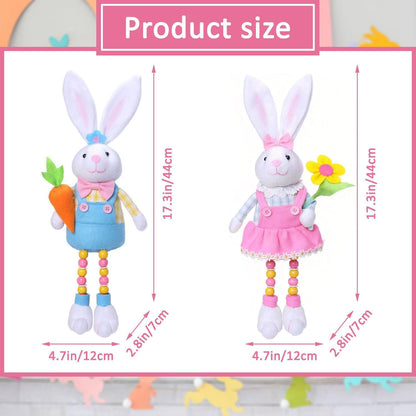 Skiennix Easter Bunny Plush Decorations - Cute Stuffed Rabbit for Easter Basket Stuffers | 2-Pack