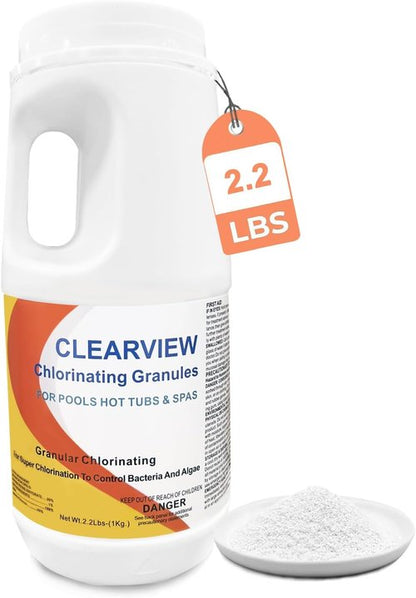 ClearView Chlorine Granules - Fast Dissolving Pool Chlorine Shock for Spas & Hot Tubs | 2.2 Lbs
