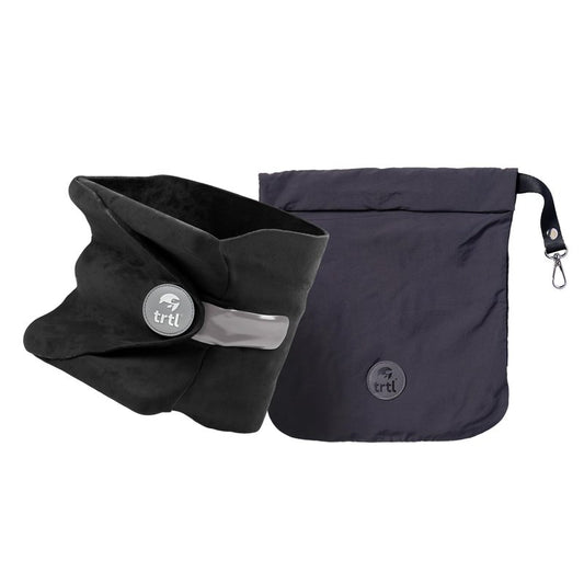 trtl Pillow - Scientifically Proven, Super Soft Neck Support Travel Pillow for Airplanes - Lightweight and Machine Washable - Ergonomic Design for Traveling on Flights, Cars, and Trains - Black