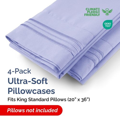 King Standard Pillow Cases by King - Soft Hotel Quality Covers | Comfy Lavender Bedding Set of 4