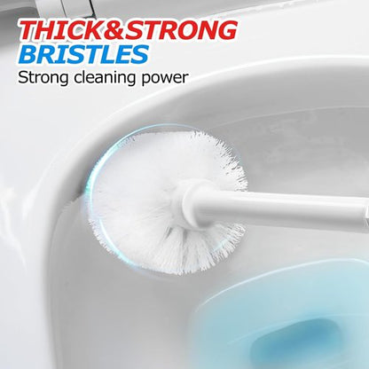 FORASTO 2-in-1 Toilet Brush and Plunger Set - Extended Handle Bathroom Cleaning Tools | Pearl White, 20.8 Inch