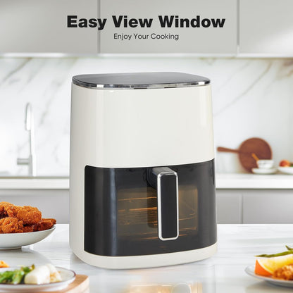 OLIXIS 6 Quart Air Fryer - 12-in-1 Multi-Cooker with Window | Roast, Bake, Dehydrate & More - White