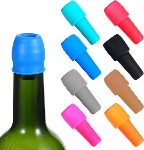 8 Pcs Reusable Silicone Bottle Stoppers Sealed Silicone Wine Stopper Soft Wine Stoppers Unbreakable Bottle Cover Caps for Keeping Whiskey Champagne Drink Fresh Home Use