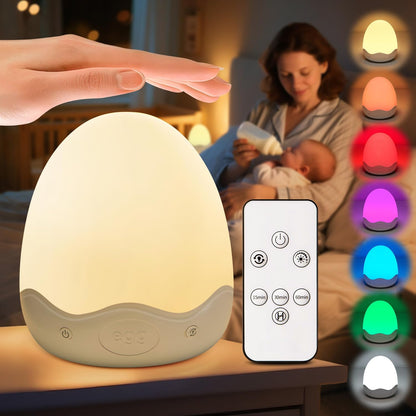 Skiennix Baby Night Light - 10 Brightness Levels & 10 Colors | Touch & Remote Control, 3600mAh Rechargeable, Ideal for Nursery & Breastfeeding