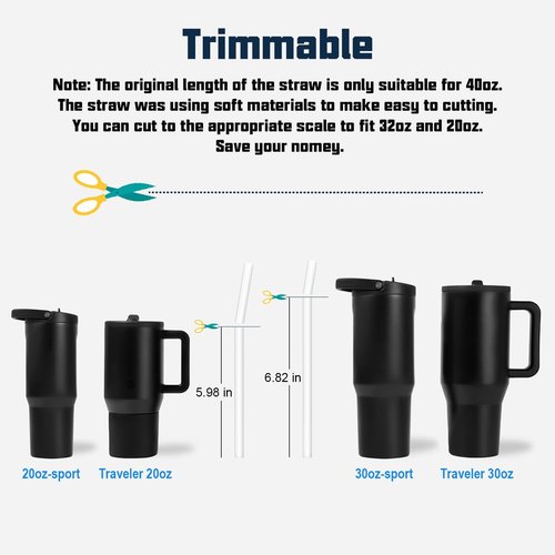 Hydrojug Replacement Straws - 6 Pack Reusable Straws with Cleaning Brush for 40 oz Tumbler