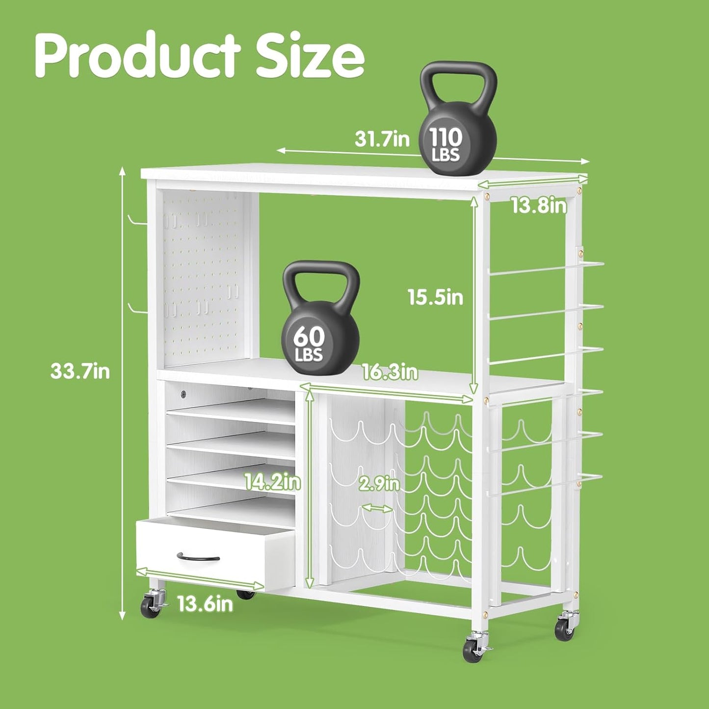 Skiennix Craft Storage Cart - Mobile Table with Vinyl Roll Holder & Drawers | Ideal for Studios & Offices
