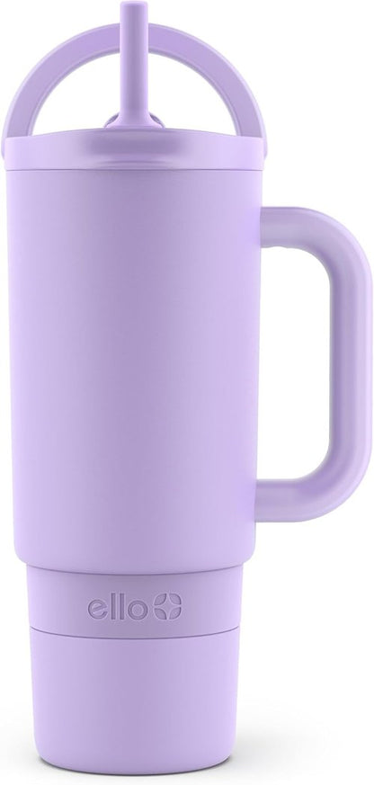Ello Port 30oz Tumbler - Vacuum Insulated Stainless Steel Travel Mug with Carry Loop & Handle | Lilac