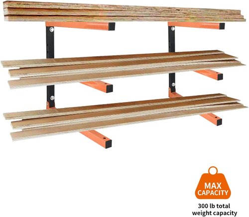 Homydom Garage Shelving | Heavy-Duty Wood Rack for Lumber Storage | 3-Level, 4-Pack, Indoor & Outdoor Use