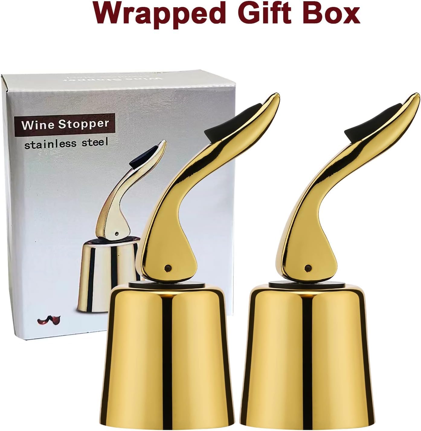 Wine Stoppers for Wine Bottles with Stainless Steel Vacuum Wine Bottle Stopper with Silicone Reusable Wine Corks, Leak proof Keep Fresh Suitable for Red&White Bottle (Gold, 3 Pack)