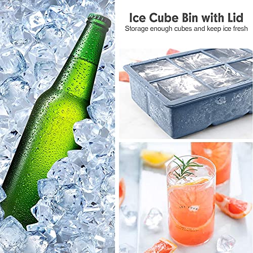 Excnorm Silicone Ice Cube Trays 3 Pack - Large Size Silicone Ice Cube Molds with Leak Proof Removable Lid Square Ice Cube Tray And BPA Free for Cocktail,Whiskey, Stackable Flexible Ice